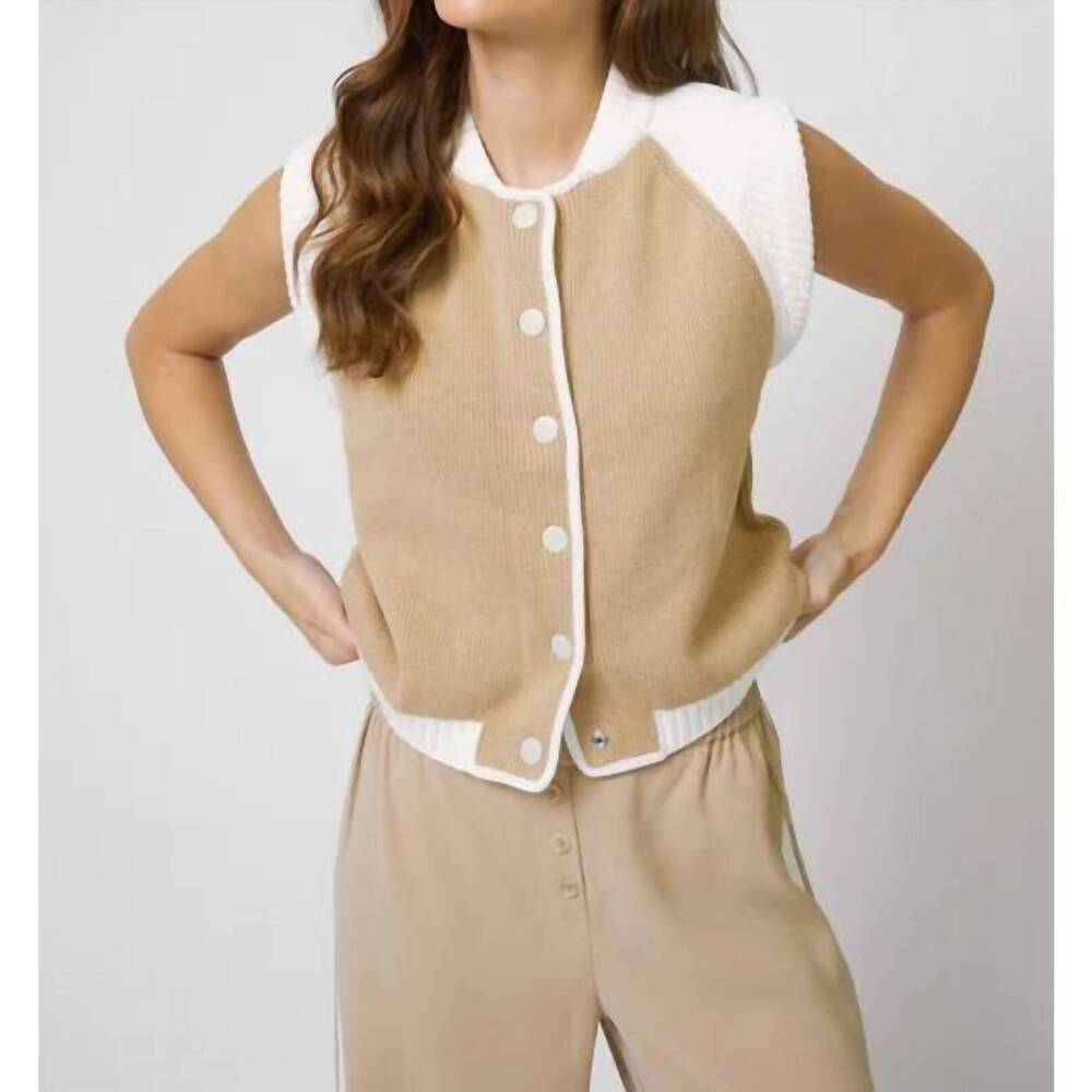 NEW CENTRAL PARK WEST nevada sleeveless bomber vest in sand white